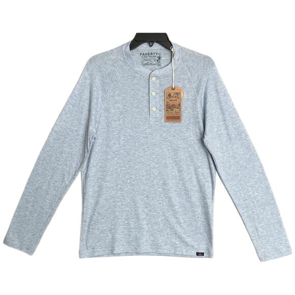 Faherty Cloud Cotton Tee Men's Small Crew Tee Pima Cotton Light Blue Heather NEW - Picture 1 of 14